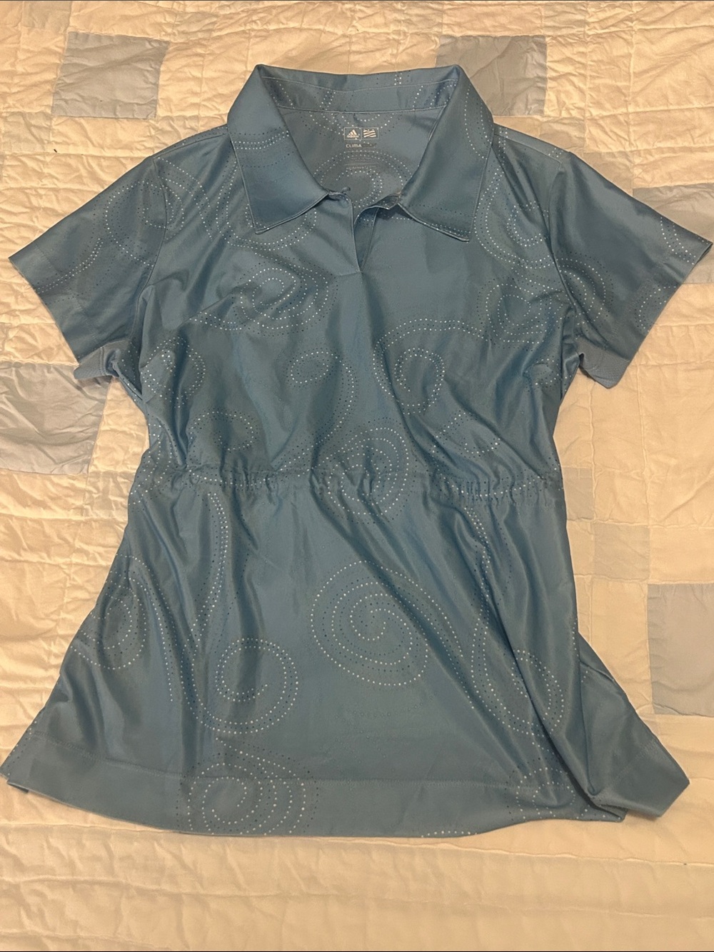 adidas Blue Short Sleeve Polo Top